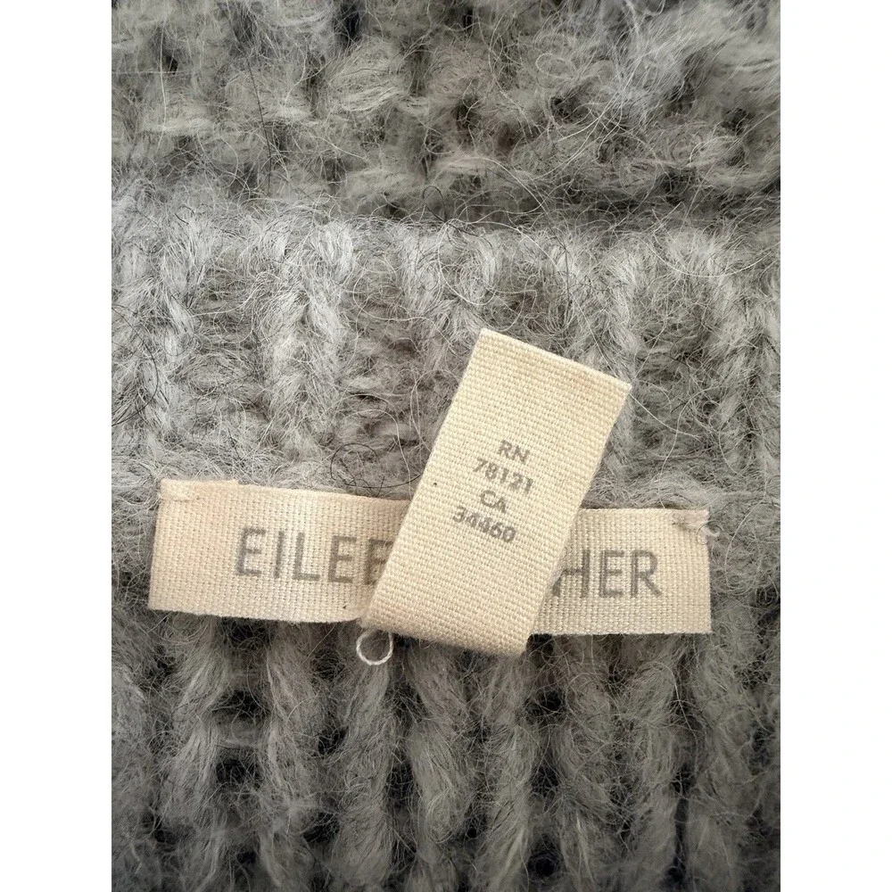 Eileen Fisher Alpaca Sweater M Gray Chunky Knit Peru Boxy Cozy Minimalist Luxury